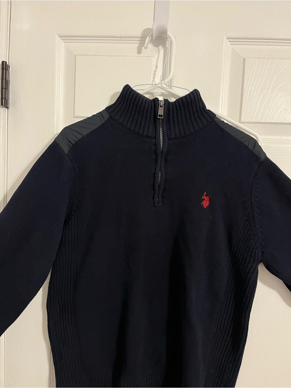 U.S. Polo Assn. Navy Half-Zip Sweater with Red Pony Logo